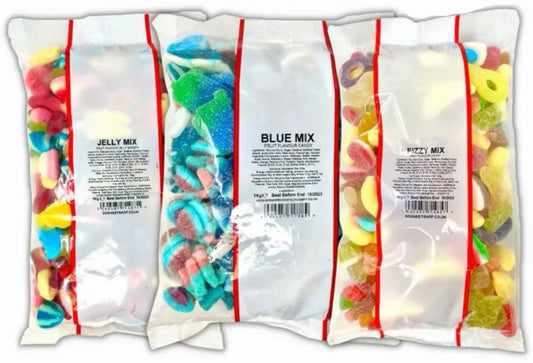 Pick n' Mix Sweets (3 x 1kg) [Fizzy + Jelly + Blue Mix]