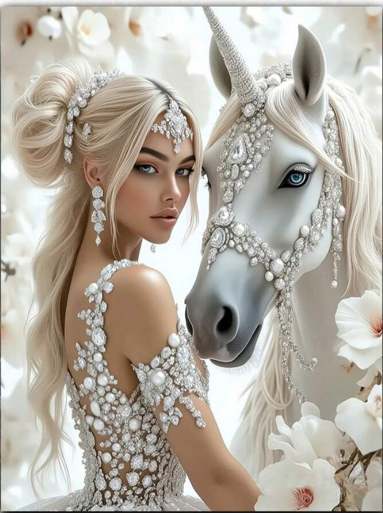 Snow Queen And White Horse Diamond Art Kits