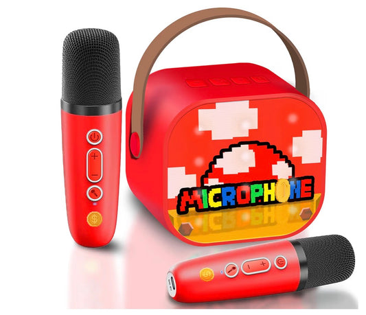 Super Bro Karaoke Machine 2 Microphones, Music Toys for Kids Ages 3 4 5 6 7 8-12, Microphone Toys for Boys Girls 3-15 Years Old, Birthday Gifts for Kids Boys Age 3-10