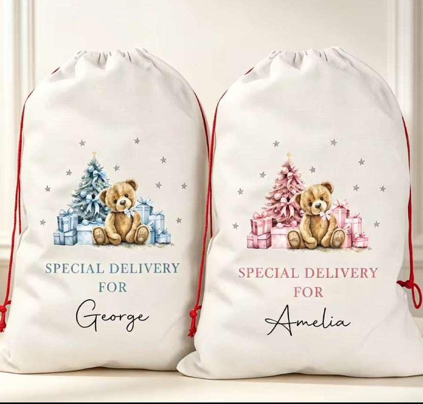 Personalised Custom Large Christmas Santa Sack / Present Bag with Name for Kids' Gift and Christmas Eve