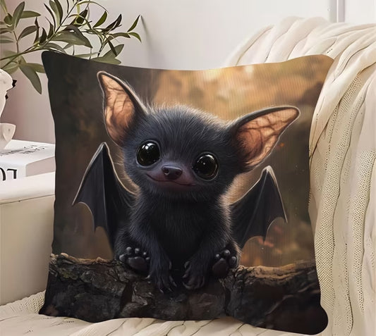 2 pcs Limited Edition Velvet Pillowcase Cute Black Bat on a Branch