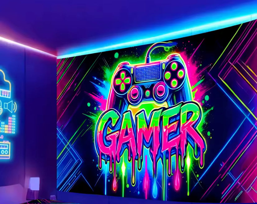 Gaming Neon Tapestry