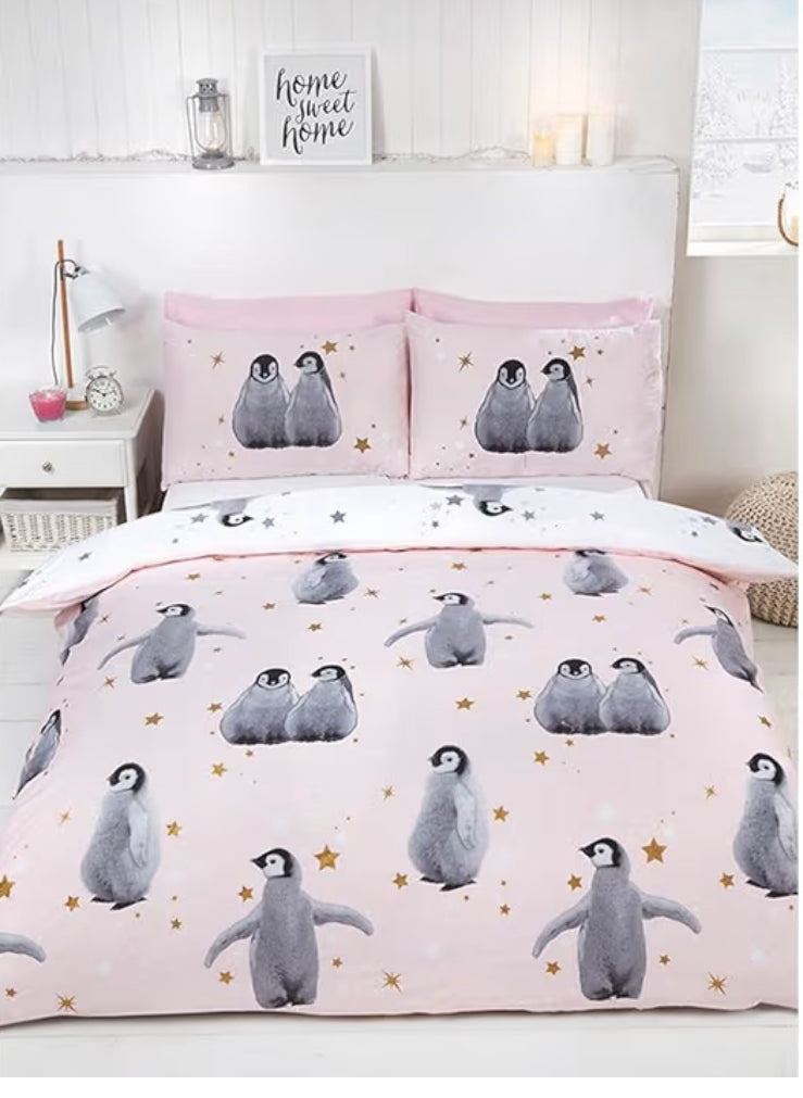 Rapport Home Starry Penguins Double Duvet Set, 2 pieces, Double-Ice, Polyester-Cotton, Blue