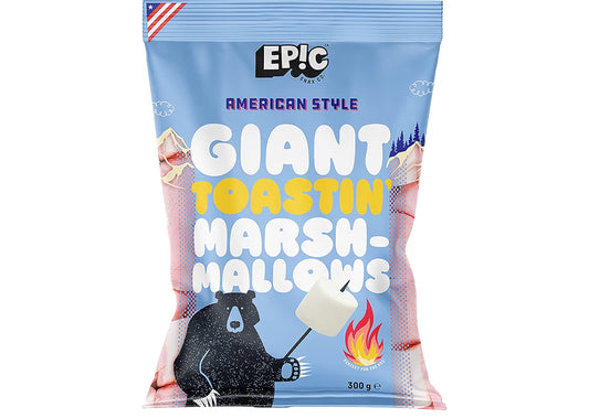 EPIC SNAX CO American Style Giant Pink & White Toastin’ Marshmallows Extra Large Fluffy & Gluten Free Ideal For S'mores 300 g (Pack of 1)