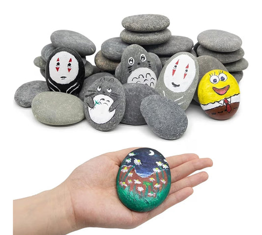 20Pcs Painting Rocks, 1.9KG 5-8cm Flat Painting Pebbles Natural Smooth Stones Large Paintings River Rocks for DIY Craft School Kindness Paint Project Decoration