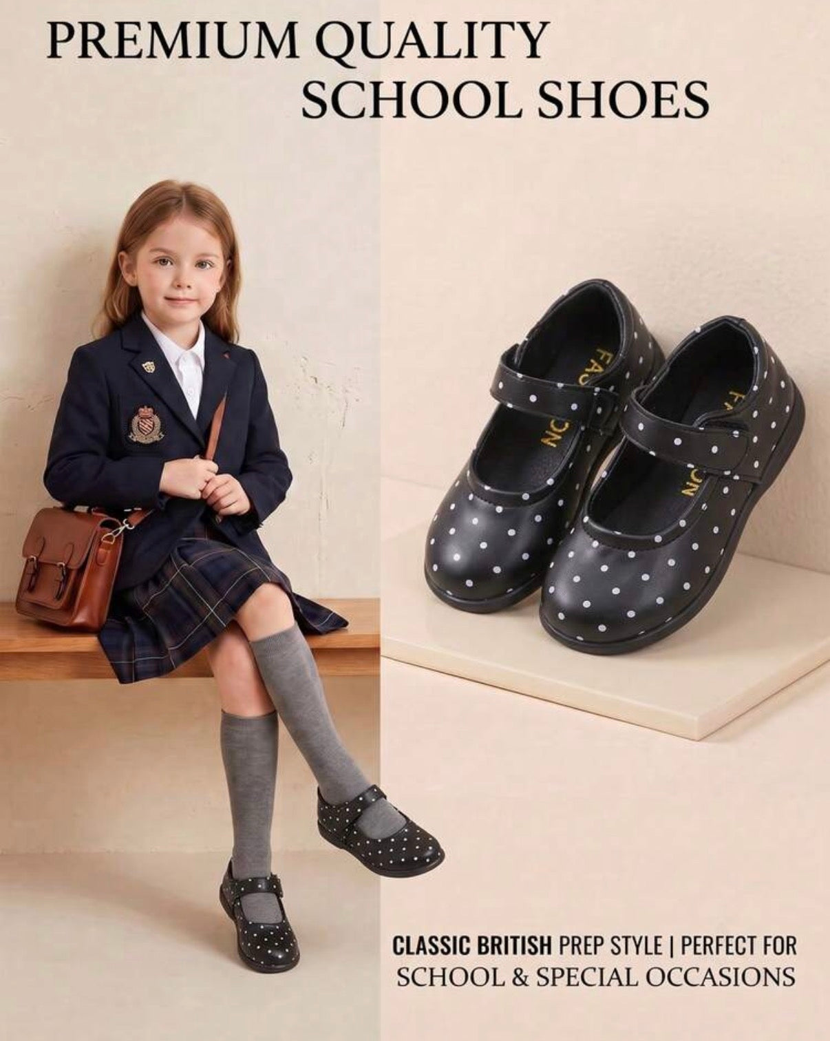 1 Pair Girls' Shiny Bow Mary Jane Shoes
