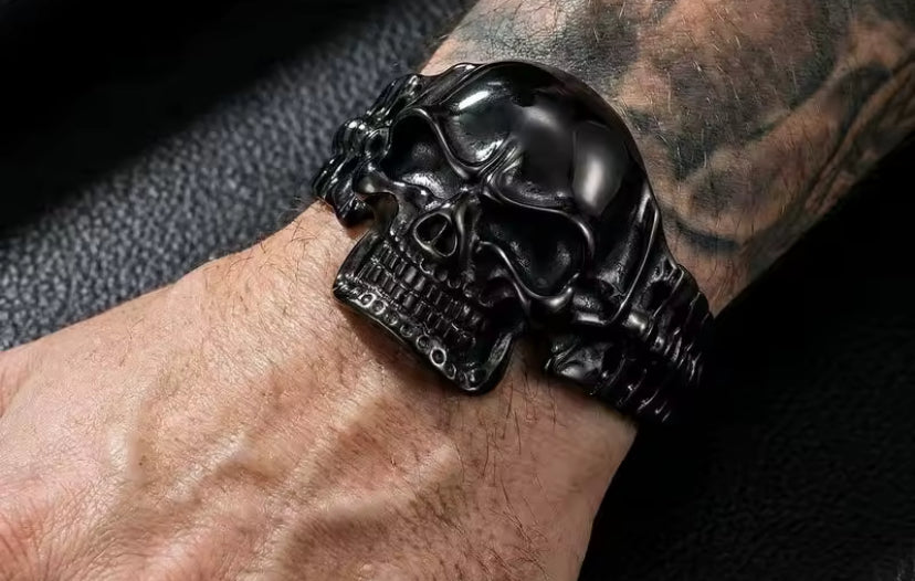 Men's 316L Stainless Steel Skeleton Bangle, Punk Jewelry