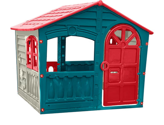 Plastic Playhouse, House of Fun, Indoor and Outdoor Playhouse, UV Resistant, Playhouse for Girls and Boys, Imagative Fun, Suitable for Ages 2+, Pink and White, 130 x 111 x 115cm