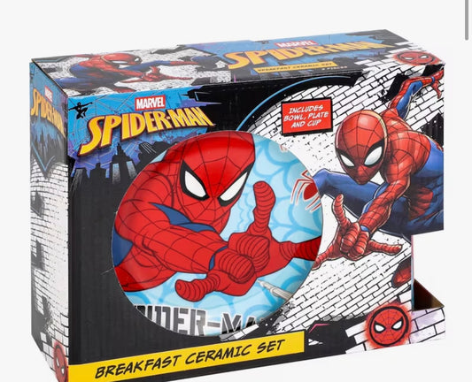 Boys Spider-Man Ceramic Breakfast 3pcs Set