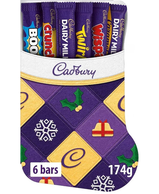 Cadbury Festive Stocking Chocolate Selection Box, Perfect Stocking Filler Gift, Includes 6 Bars, 174 g (Pack of 1)