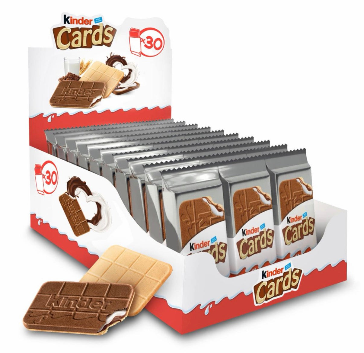 Kinder Cards Wafer Biscuit, Pack of 30 x 25.6g
Crispy Wafer with Creamy Milk and Cocoa Filling