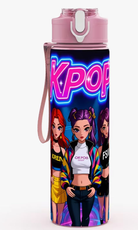 1 K-pop Group Plastic Water Bottle with Flip-top Lid, Reusable 27.5oz 800ml Plastic Tumbler, Lightweight Leak-proof Travel Drink Bottle for Running