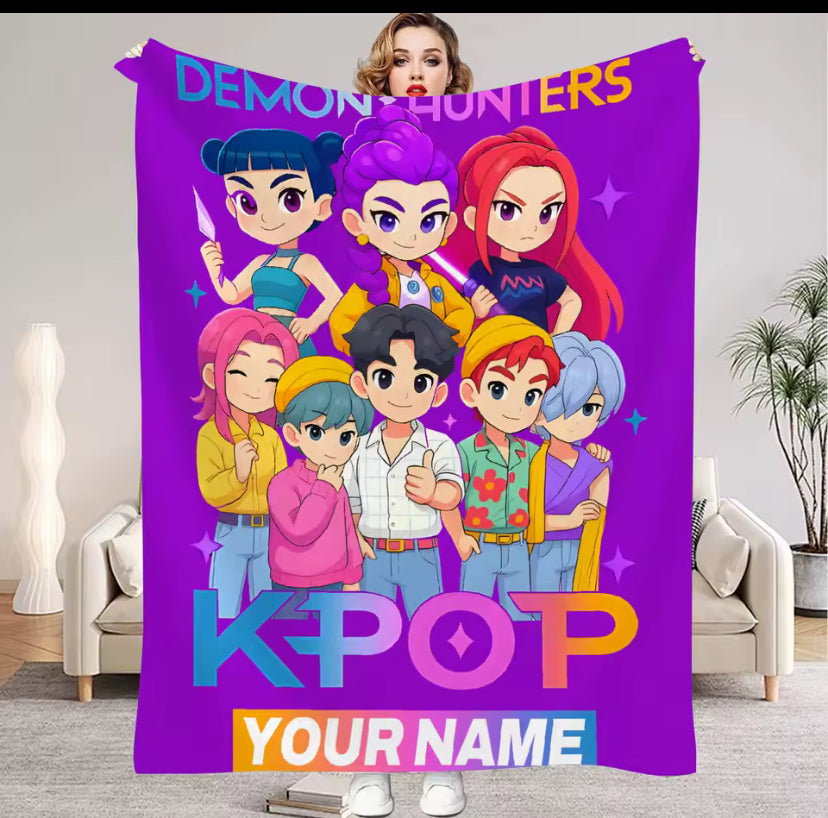 1PC Custom Name K-Pop Demon Hunters Blanket