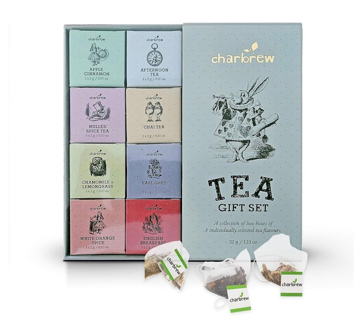 Alice In Wonderland 16 Box Assortment Tea Gift Set - 16 Mesh Teabags 8 Mix Tea Blends Including Classic & Herbal/Fruit