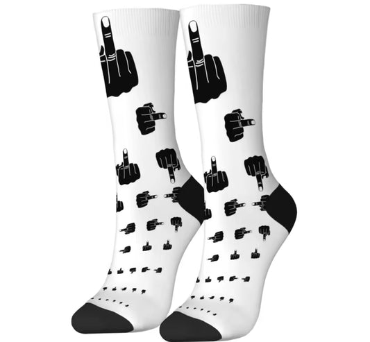 Funny Finger Art Men's Socks Novelty Street Harajuku Hip Hop Style Compression Socks x3