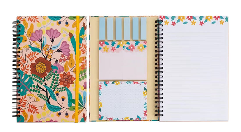 A5 Sticky Notebook,Each with 9 Pads of Decorated Sticky Notes and a Handy Notebook,Self-Stick Note Pads