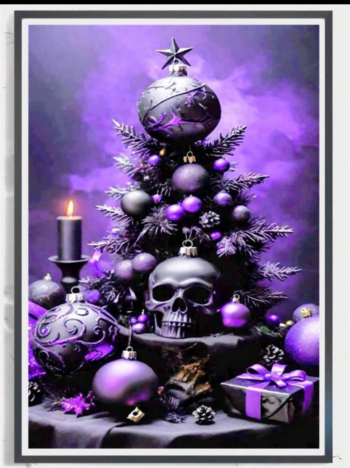 1pc Diamond Painting Kit, Dark Style Skull Christmas Tree Diamond Art
