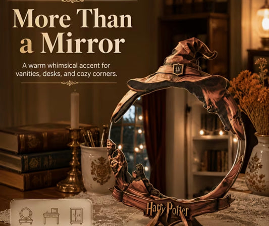 Harry Potter Themed Makeup Mirror, Vintage Wooden Frame