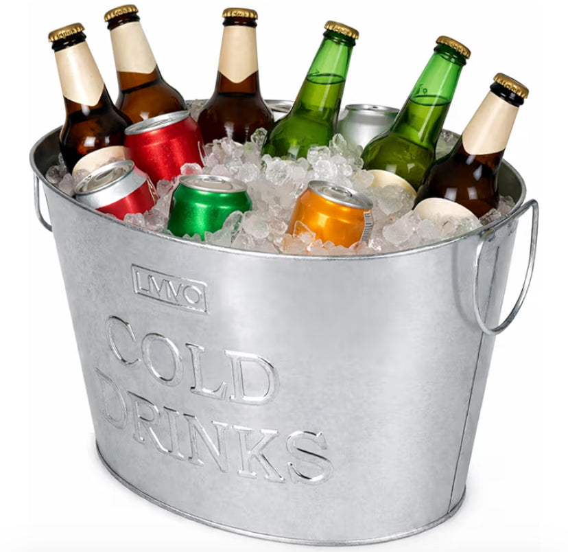 Galvanised Steel 24L Drinks Ice Cool Bucket with Handles - Great for Parties, BBQs and Bars Cooling Bottles, Cans of Beer or Soft Drinks