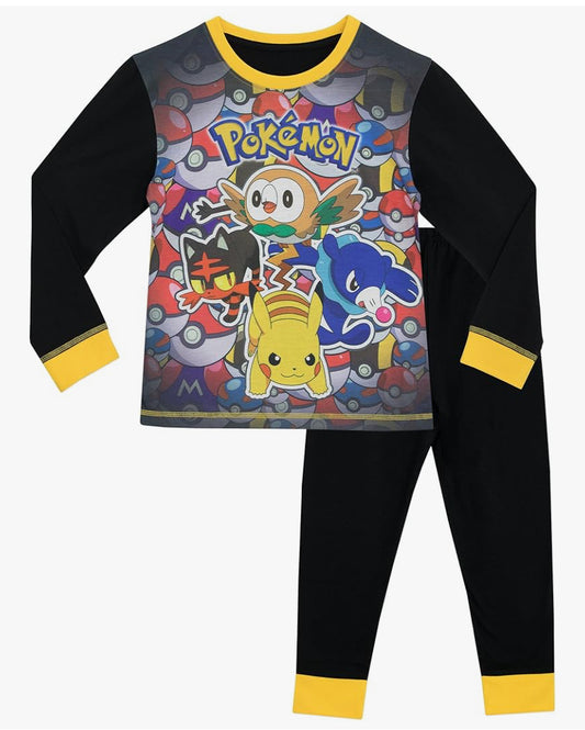 Pokemon Pyjamas  Long Sleeve Boys' Pyjama Sets  Pikachu Pjs  Rowlet Popplio Litten Cotton Pyjamas for Kids