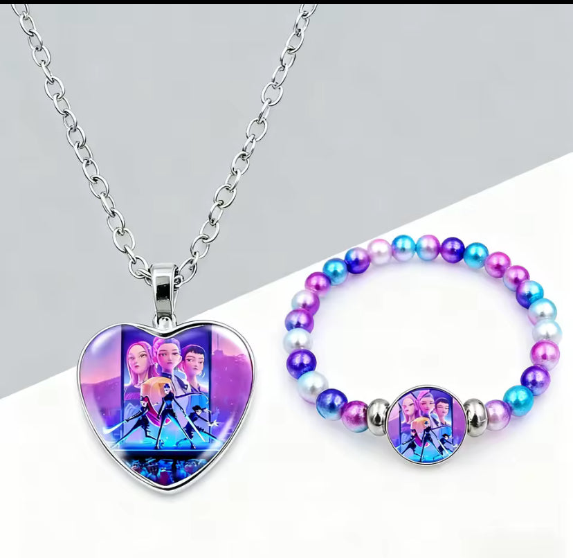 2025 Kpop Demon Hunters Necklace Bracelet Set