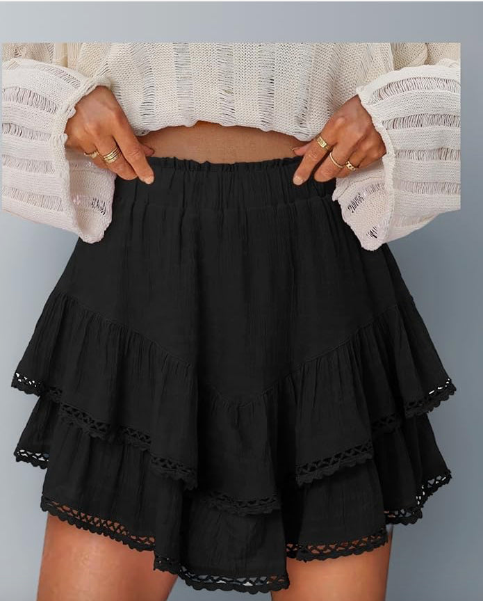 Flowy Shorts for Womens Mini Ruffle Skorts Skirts High Waisted Teen Gilrs Tennis Skort Casual Summer Shorts