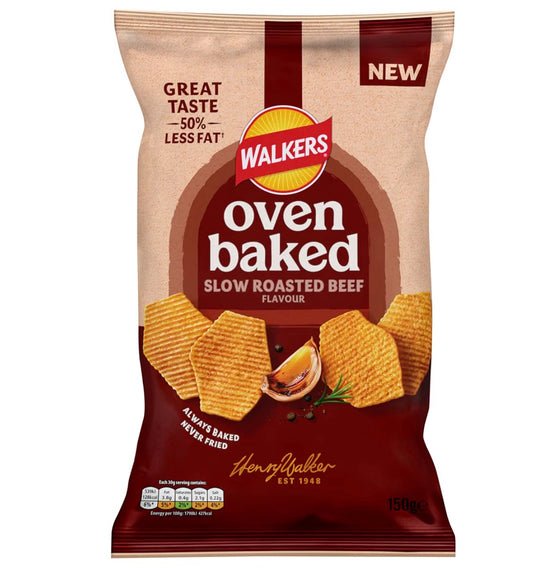 Walkers Oven Baked Crisps Roasted Beef Snacks 150g