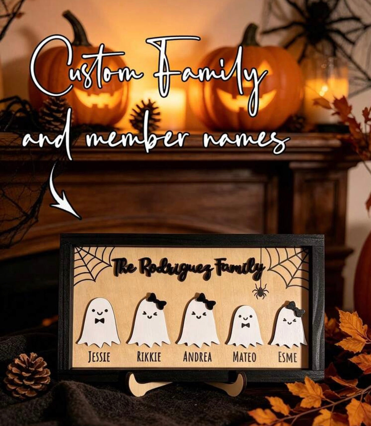 Halloween Decor, Personalized Wooden Halloween Tabletop pic
