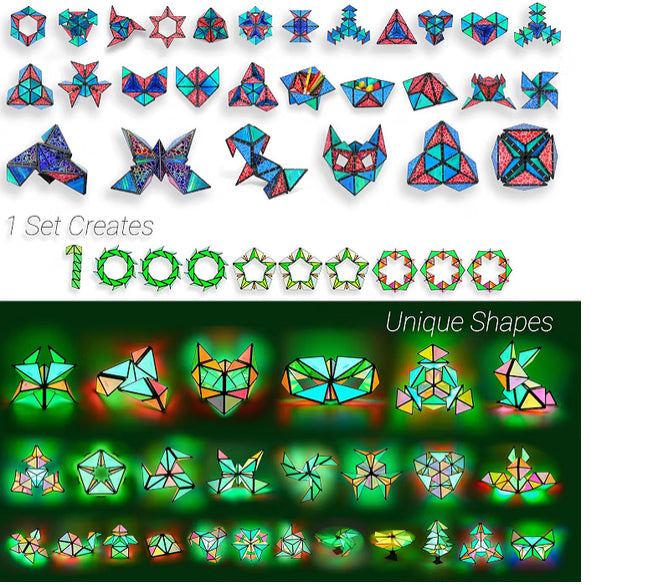 Magnet Pyramid Glow - 1 Cube Transforms into 1 Billion Shapes, 12 pieces, 243 Rare Earth Magnets, Glowing
