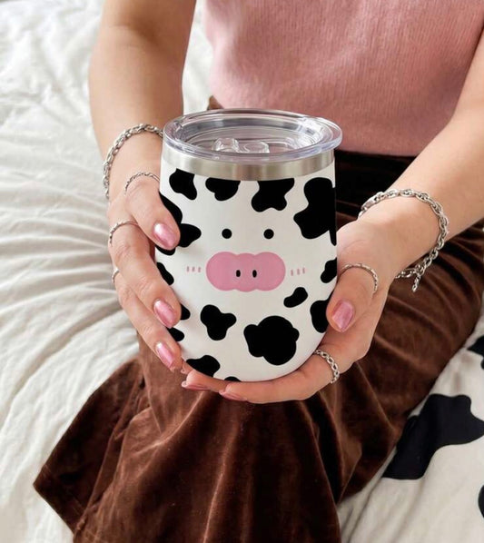 Cow Print Cute Insulated Wine Tumbler With Lid