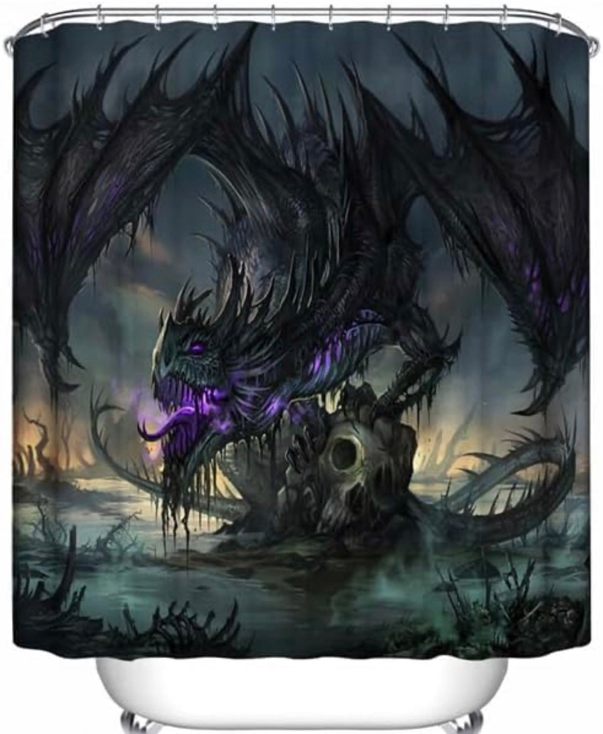 Gothic Skull Red Rose Shower Curtain