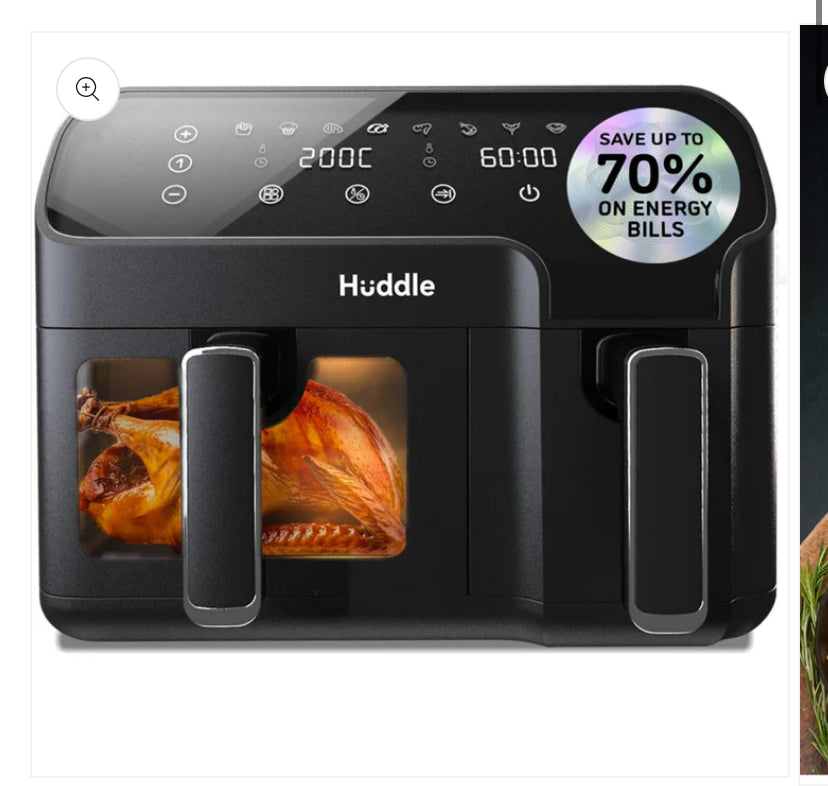 8.5L Premium Dual Basket Air Fryer - 1 Year Cover - Save on your Annual Energy Bill - UK Design with Innovative Match Cooking Technology™ - Faster, Cheaper, Oil Free Cooking