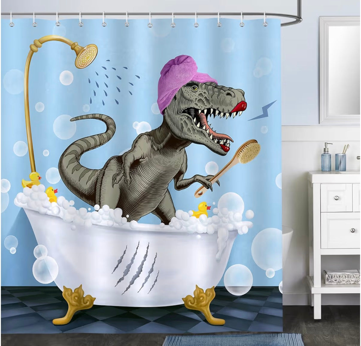 Mickey and Minnie Mouse Shower Curtain 178 x 183 cm - Fabric Gray Bathroom Decor
