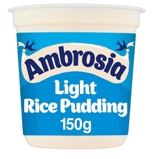 Ambrosia Light Devon Rice Pudding, 30% Less Sugar & Fat, Creamy Ready-to-Eat Dessert, 150 g Pot (Pack of 2)