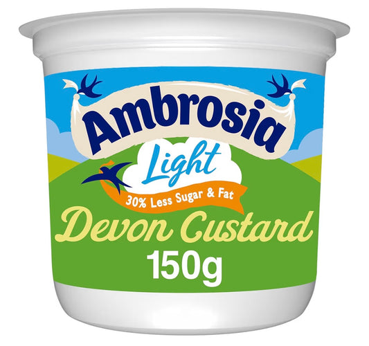 Ambrosia Light Devon Custard Pot, Traditional Recipe, 30% Less Sugar & Fat, Creamy Ready-to-Eat Dessert, 150 g (Pack of 2)