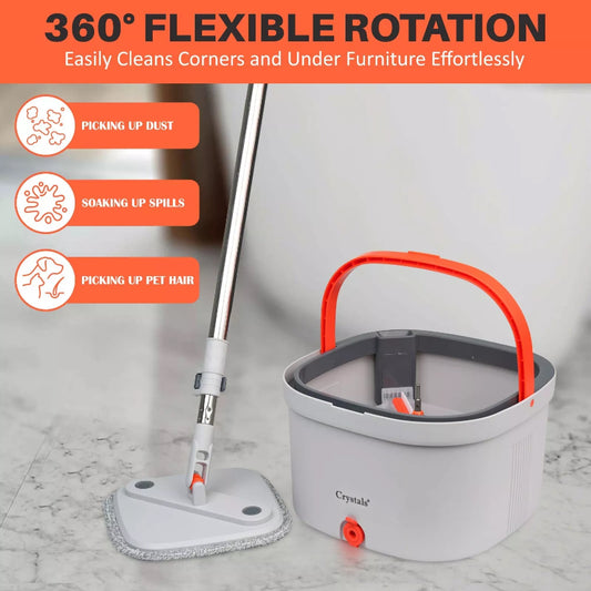 Self-Cleaning 360-Degree Rotate Spin Microfiber Mop and Bucket Set Washing Dry