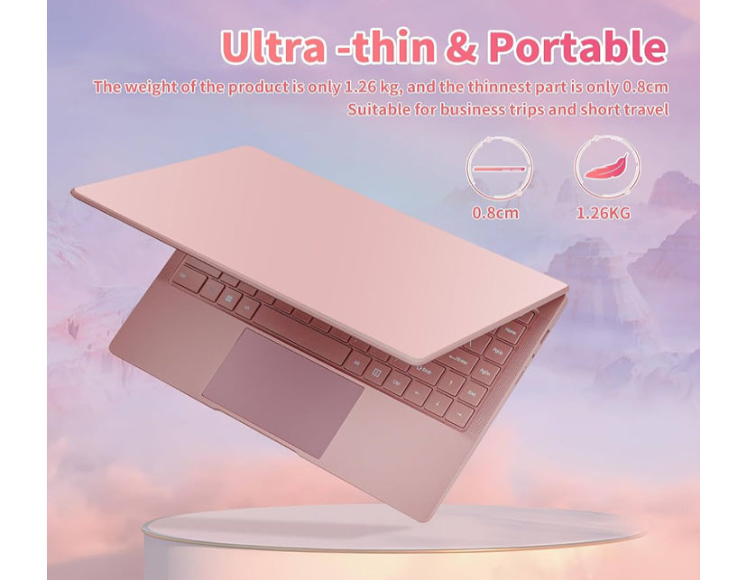 14" Rose gold Laptop Computer, 4 core processor Celeron J4105 [faster than N4000 and AMD3020e], 8GB RAM, 1TB SSD, FHD IPS Screen, HDMI, WiFi, BT, USB 3.0, Ultra Light Portable Student Notebook