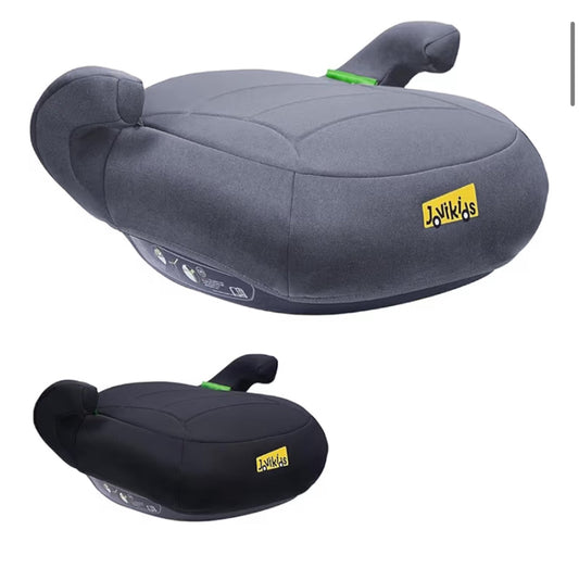 Portable Child Car Seat Size I, Group 2/3, 6-12 Years, Comfortable, Compact, Comfortable for Daily Use, Travel Car Seat, Grey (Black)