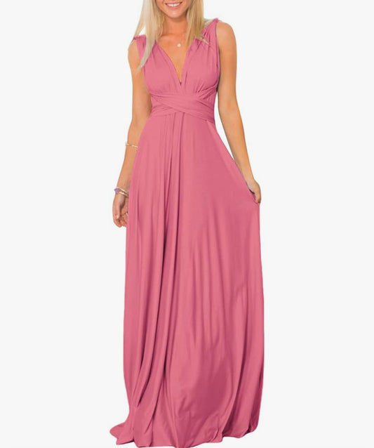 Womens Sexy Convertible Multi Way Wrap Transformer Solid Cocktail Off Shoulder Wedding Bridesmaid Evening Long Maxi Dress Floor Length Bandage Pageant Prom Ball Gowns