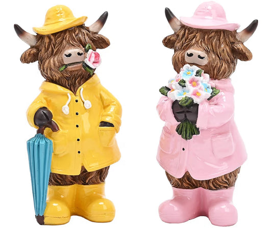 TERESA'S COLLECTIONS Garden Ornaments Outdoor, Cute Highland Cow, Waterproof Resin Yak Ornaments, Indoor Outdoor 13.5 CM