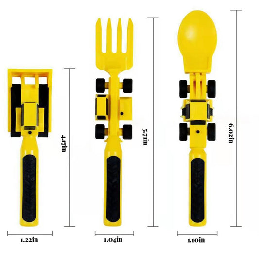 Kids Dish Shovel Fork Spoon Set Cutlery Constructive Eating Tableware Utensil