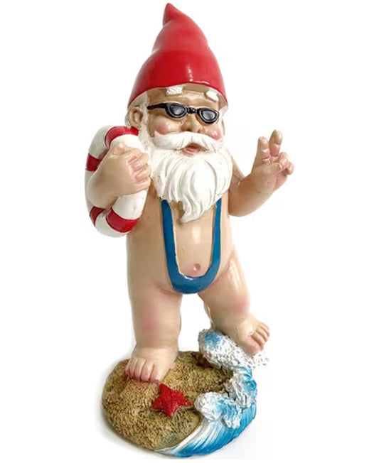 Swimming Gnome - Garden Gnomes for Outdoor Garden Gnome Funny Garden Decoration for Outdoor Use, Handmade Resin Figure for Balcony, Patio and Lawn (15 cm)