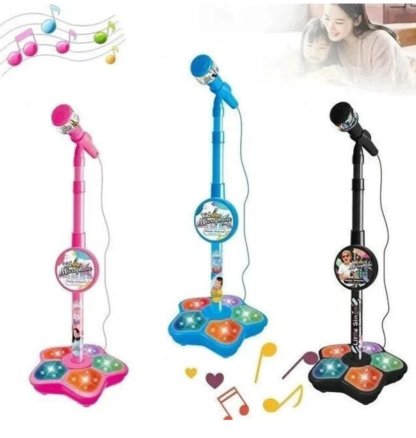 Microphone and Stand Childrens Karaoke Machine with Lights for Kids New