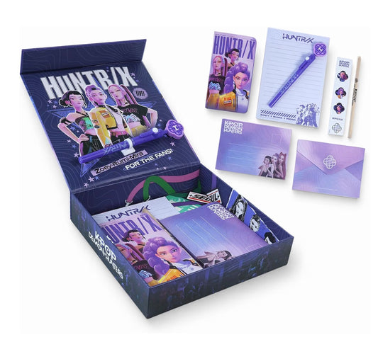 KPop Demon Hunters Keepsake Box, Stationery Gift Set, 21 Piece
Officially Licensed Merchandise, Huntrix Fidget Pen, Notebook, Envelopes, Display Box,