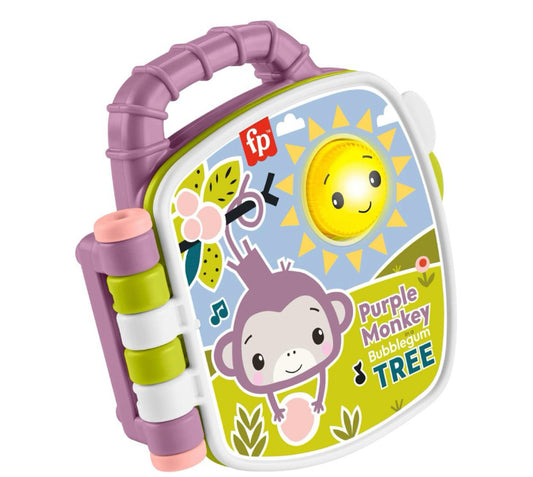 Fisher-Price Baby Toy Purple Monkey Musical Storybook with Lights & Sounds for Infants & Toddlers Ages 6+ Months,