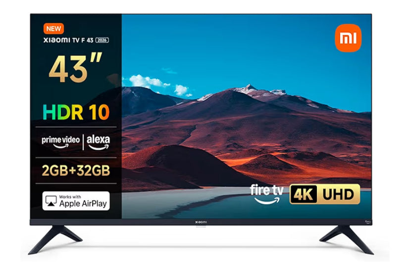 XIAOMI TV F 43, 43 Inch (109 cm), 4K UHD, Smart TV, Fire TV, HDR10, MEMC, Alexa Voice Control, 2GB+32GB, Works with Apple AirPlay