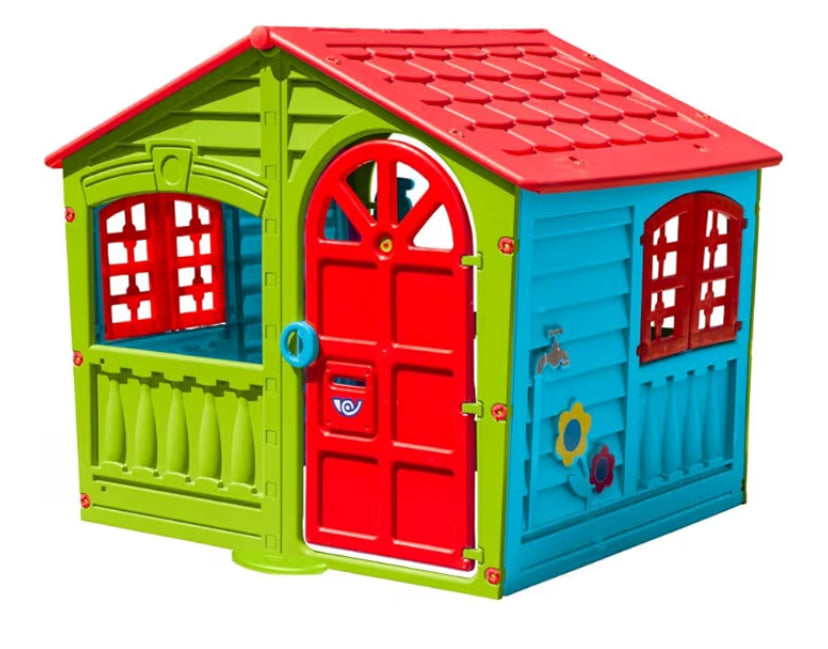 Plastic Playhouse, House of Fun, Indoor and Outdoor Playhouse, UV Resistant, Playhouse for Girls and Boys, Imagative Fun, Suitable for Ages 2+, Pink and White, 130 x 111 x 115cm