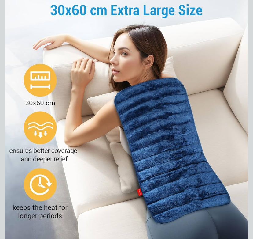 Comfytemp XXL Microwavable Wheat Bag with Larger Coverage 30x60cm, 3.6lb Weighted Microwave Heat Pad for Back, Abdomen, Neck, Shoulder, Moist Heat Therapy for Muscle Soreness, Joint Pain, Period Cramp