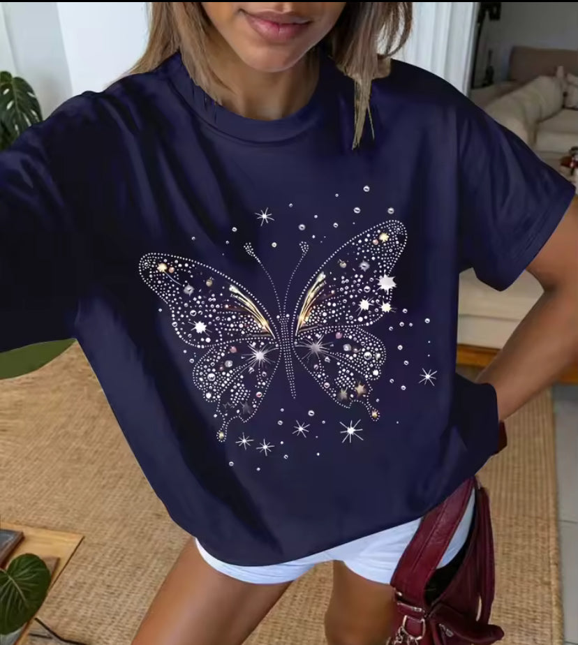 Butterfly T-Shirt Soft Women's Casual Short Sleeve T-Shirt