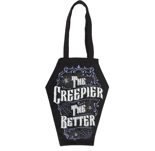 THE CREEPIER THE BETTER COFFIN SHAPED TOTE BAG